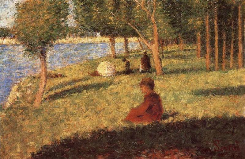 Georges Seurat The Person sat on the Lawn China oil painting art